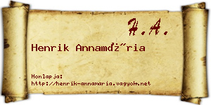 Henrik Annamária névjegykártya